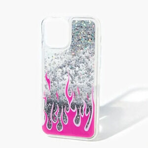 Pink Flame Glitter Mobile Case for iPhone 12
